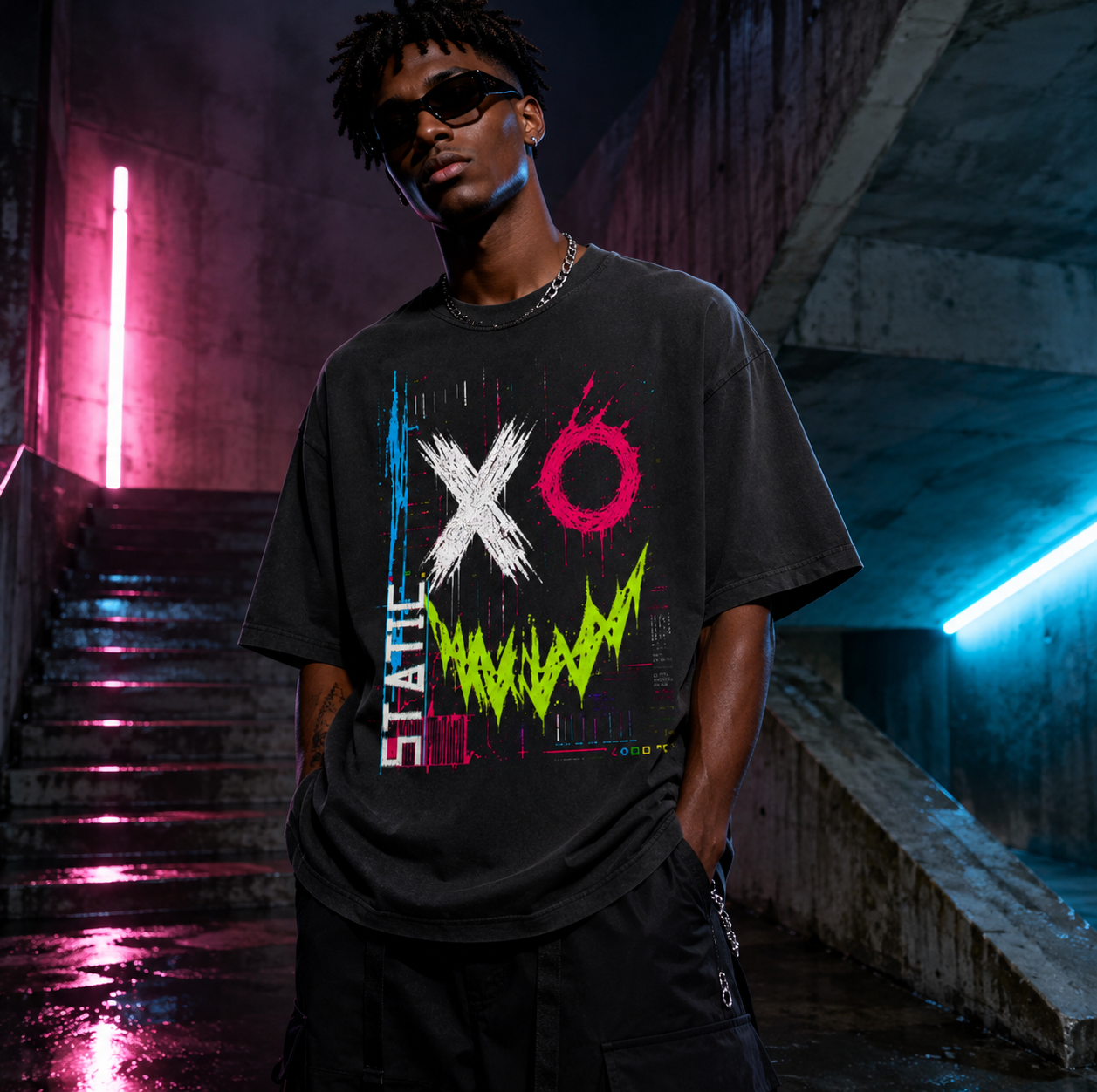 Acid Grin Vintage Washed Oversized Tee