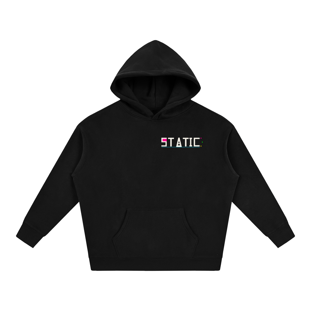 Pixel Riot Oversized Hoodie — Black
