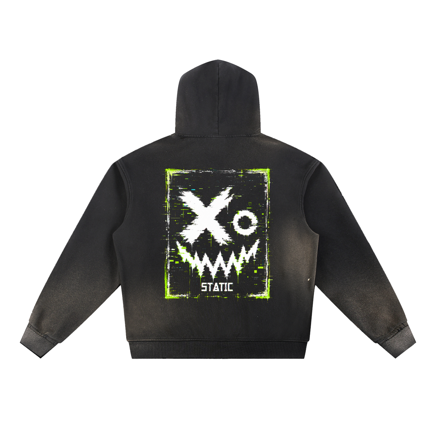 Lime Static Frayed Fleece Hoodie