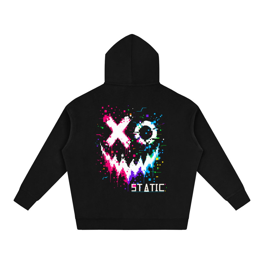 Pixel Riot Oversized Hoodie — Black