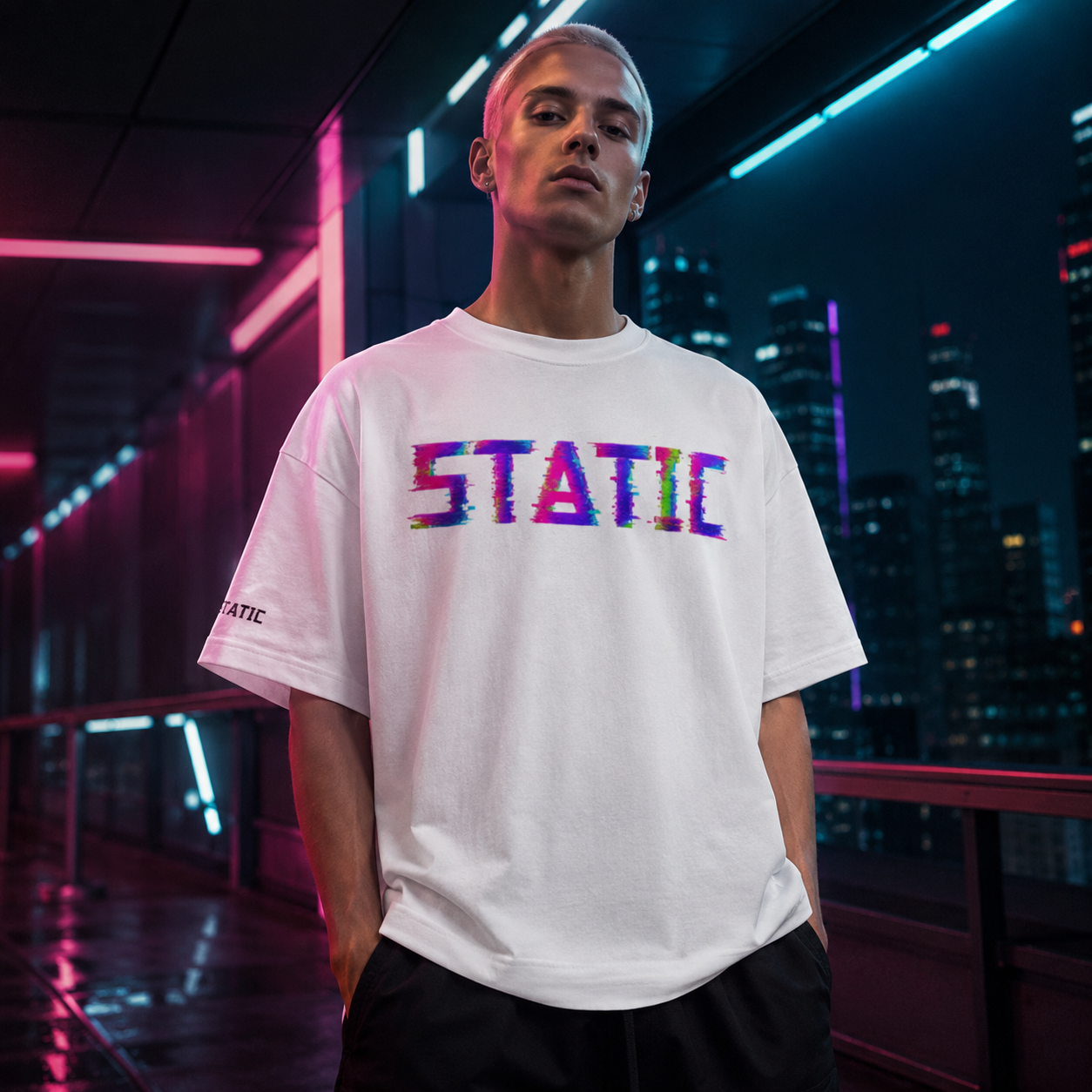 Color Shift Drop Shoulder Tee
