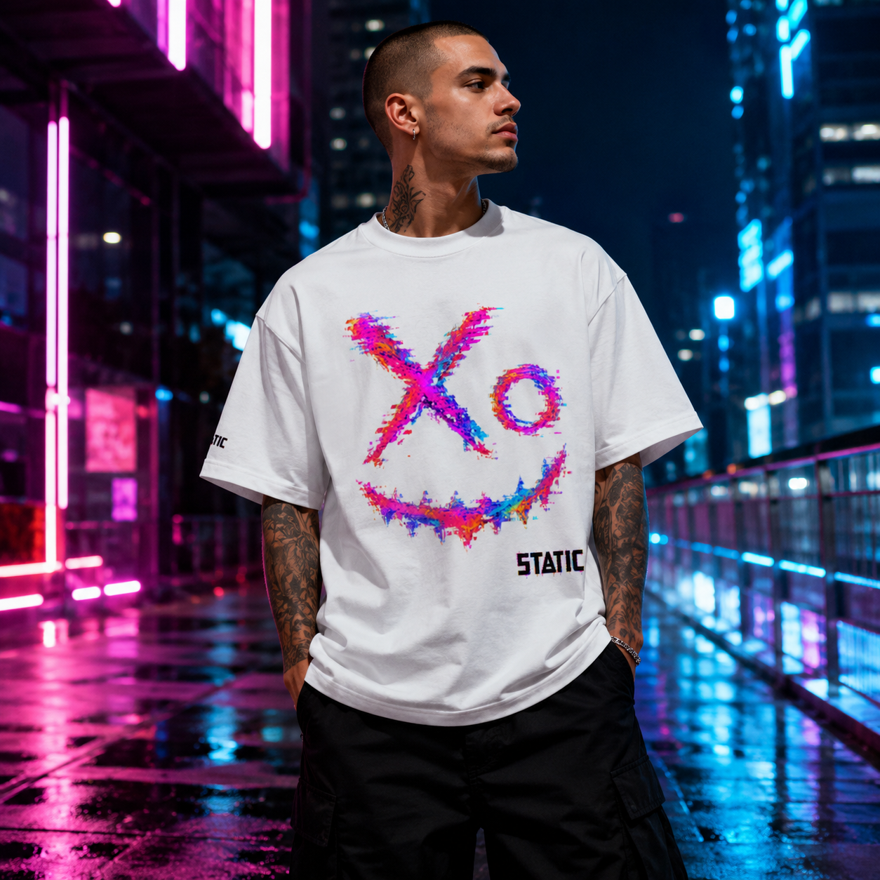 Neon Scramble Drop Shoulder Tee
