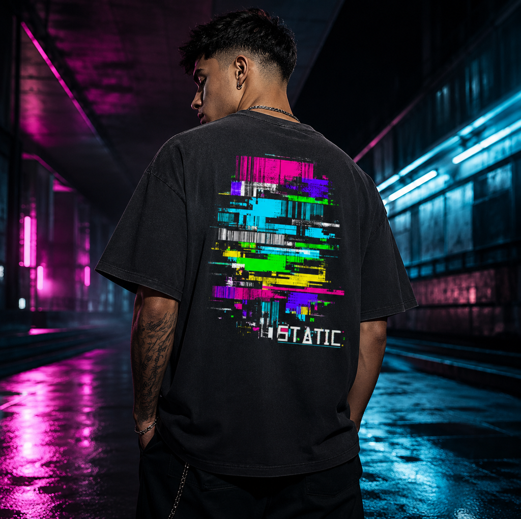 Data Break Vintage Washed Oversized Tee