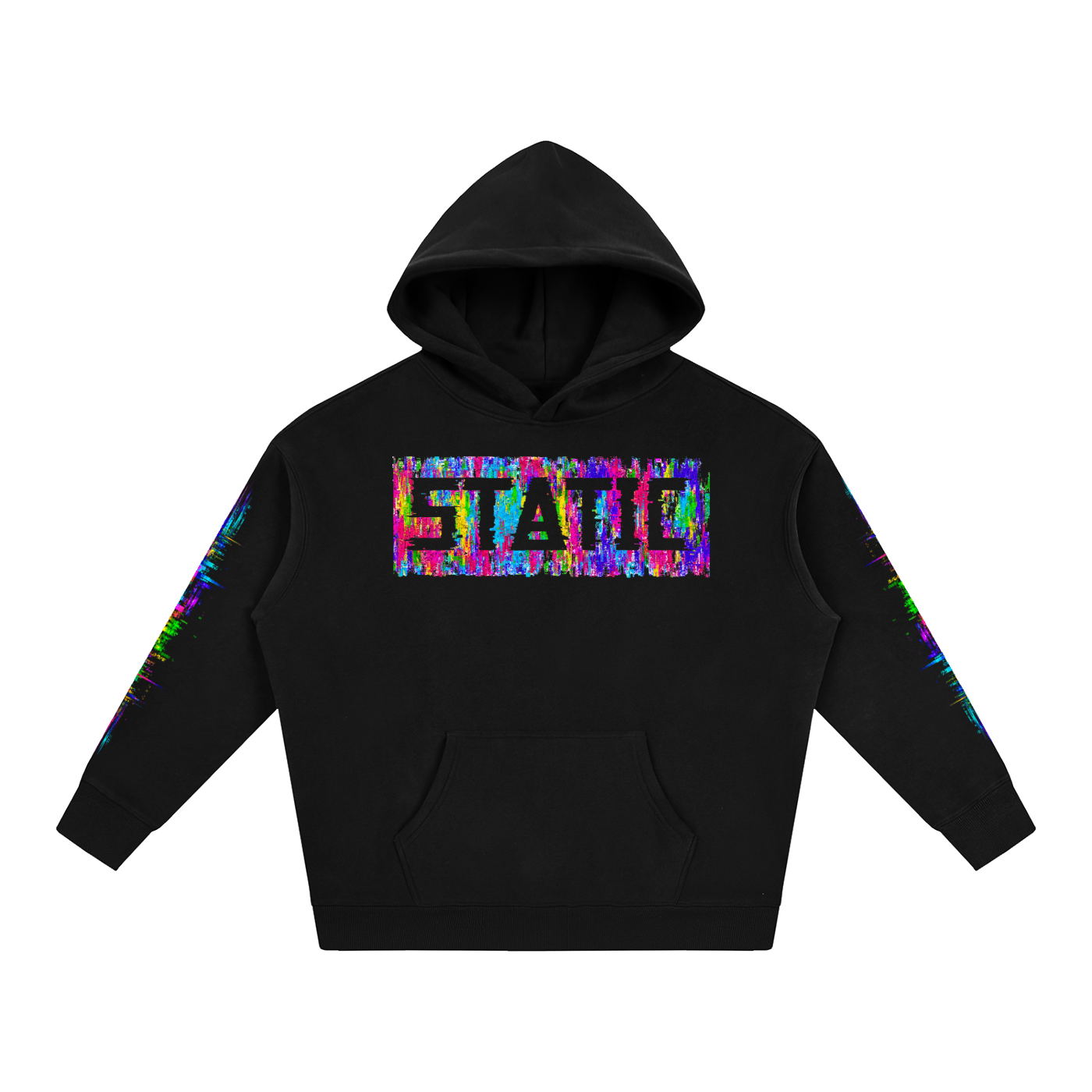 Color Collapse Oversized Hoodie — Black