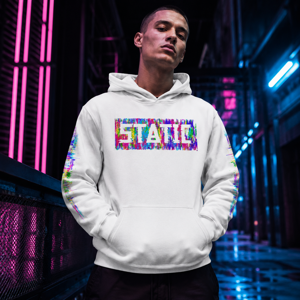 Color Collapse Oversized Hoodie — White