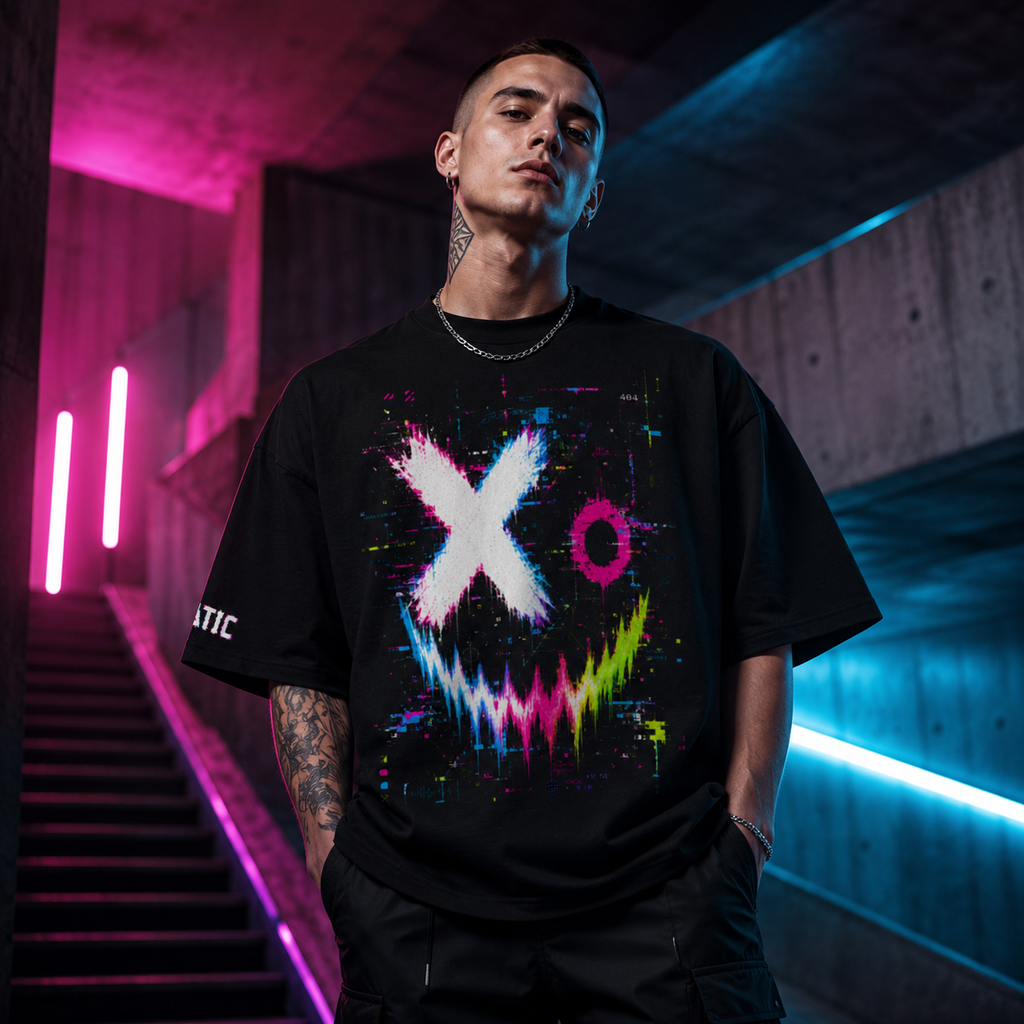 Error Grin Drop Shoulder Tee — Black
